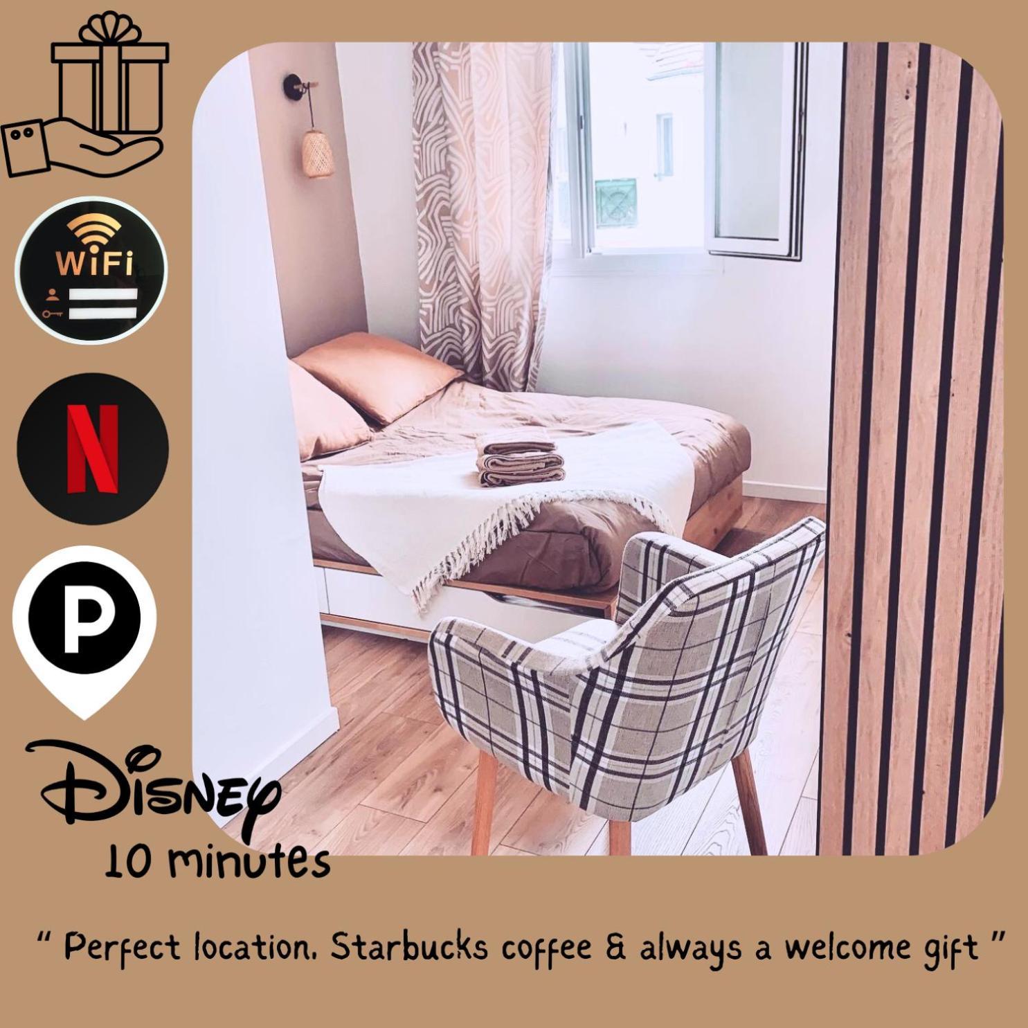 Apartment Easy Check-in 8 Mins Disneyland 35 Mins Paris Free Starbucks Coffee Parking Wifi
